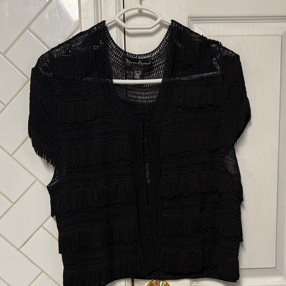 Mercer & Madison Black Fringe Cardigan